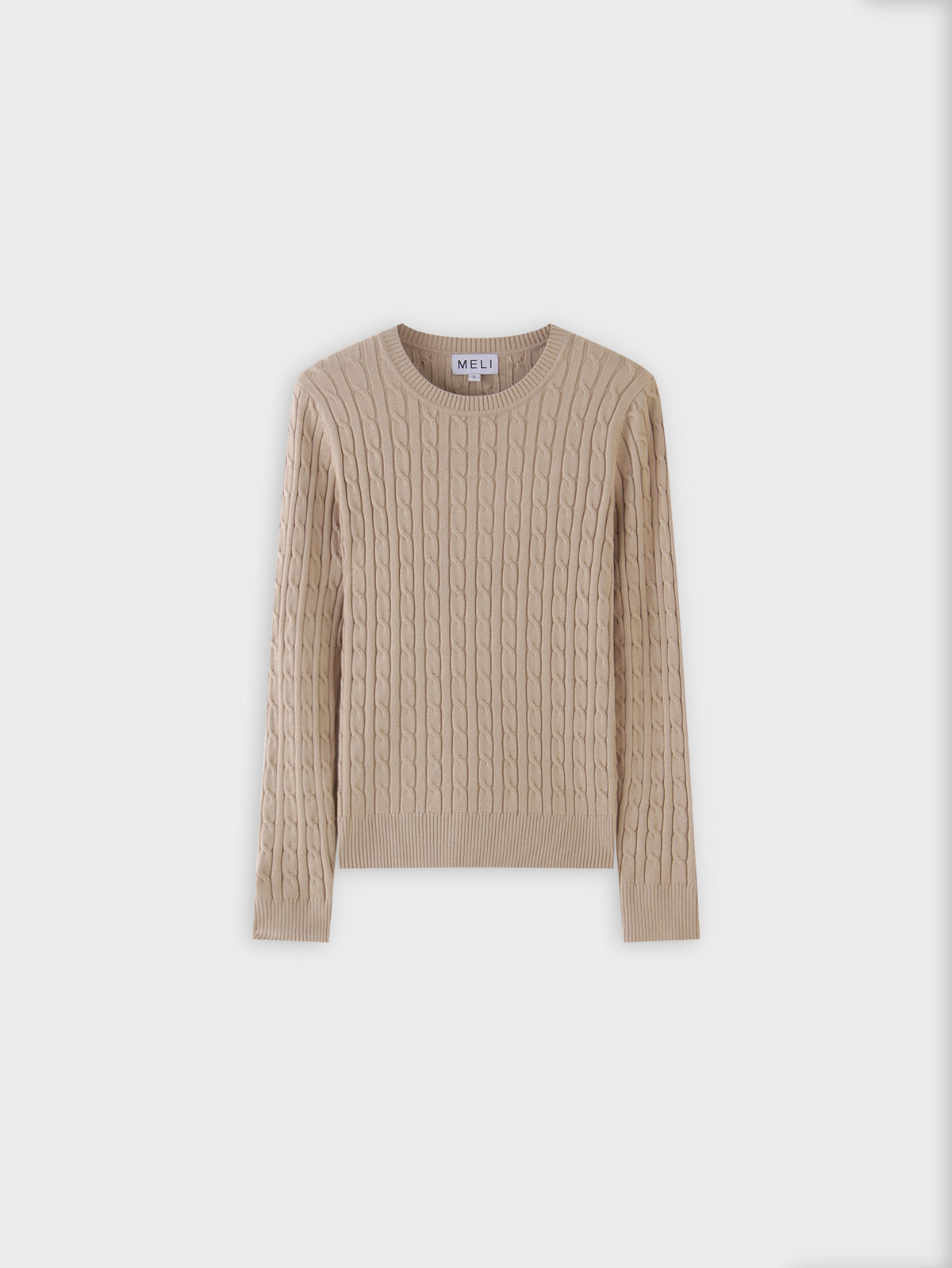 Knit Cable Sweater-Tan