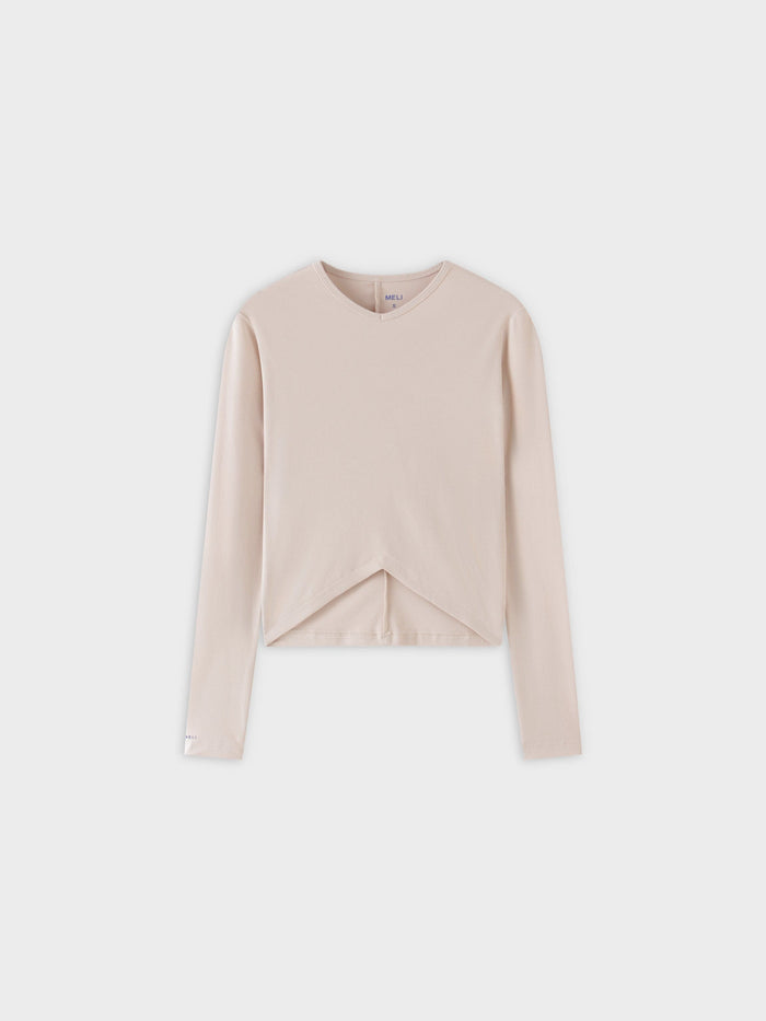 V Bottom T-Shirt-Tan