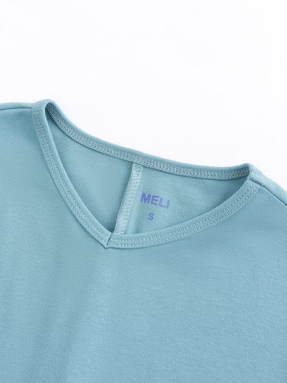 V Bottom T-Shirt-Teal