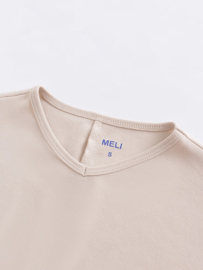 V Bottom T-Shirt-Tan