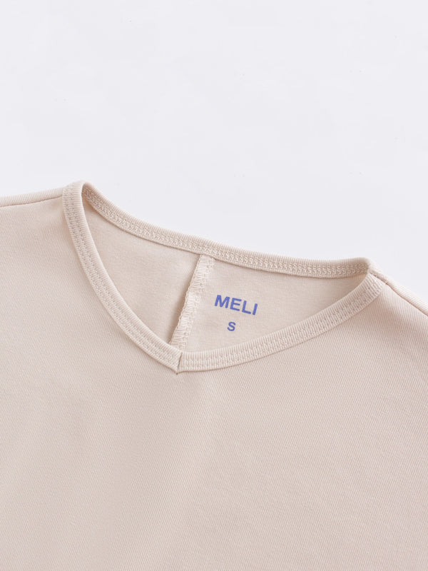 V Bottom T-Shirt-Tan