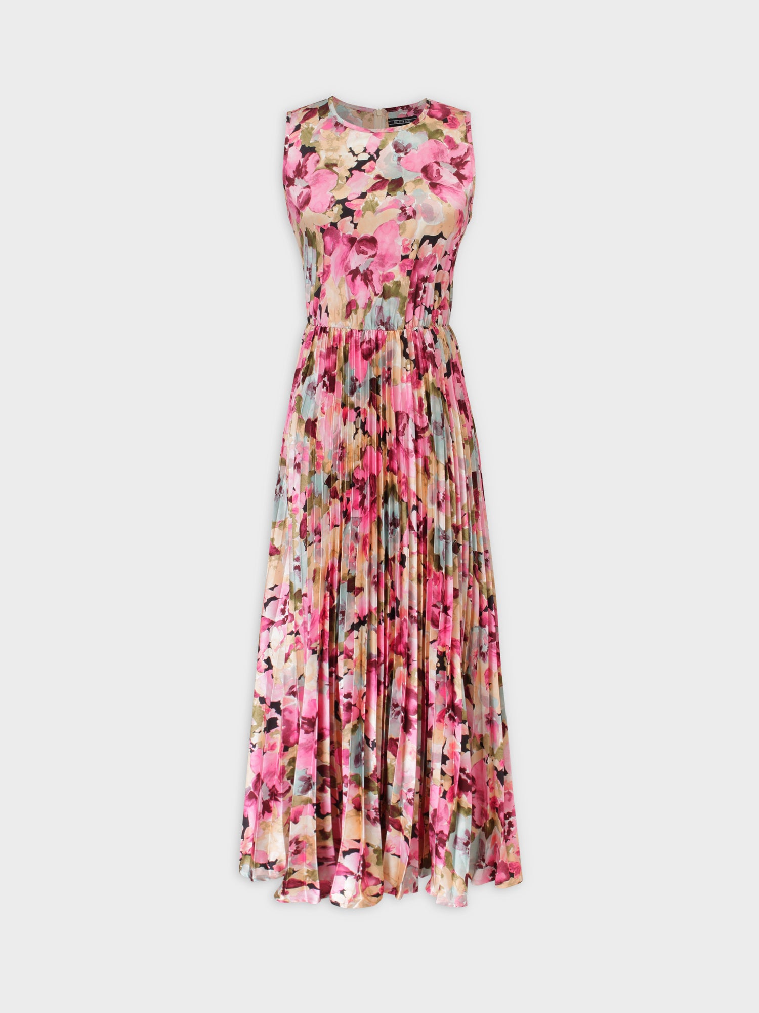 PLEATED SLIP DRESS-FLORAL