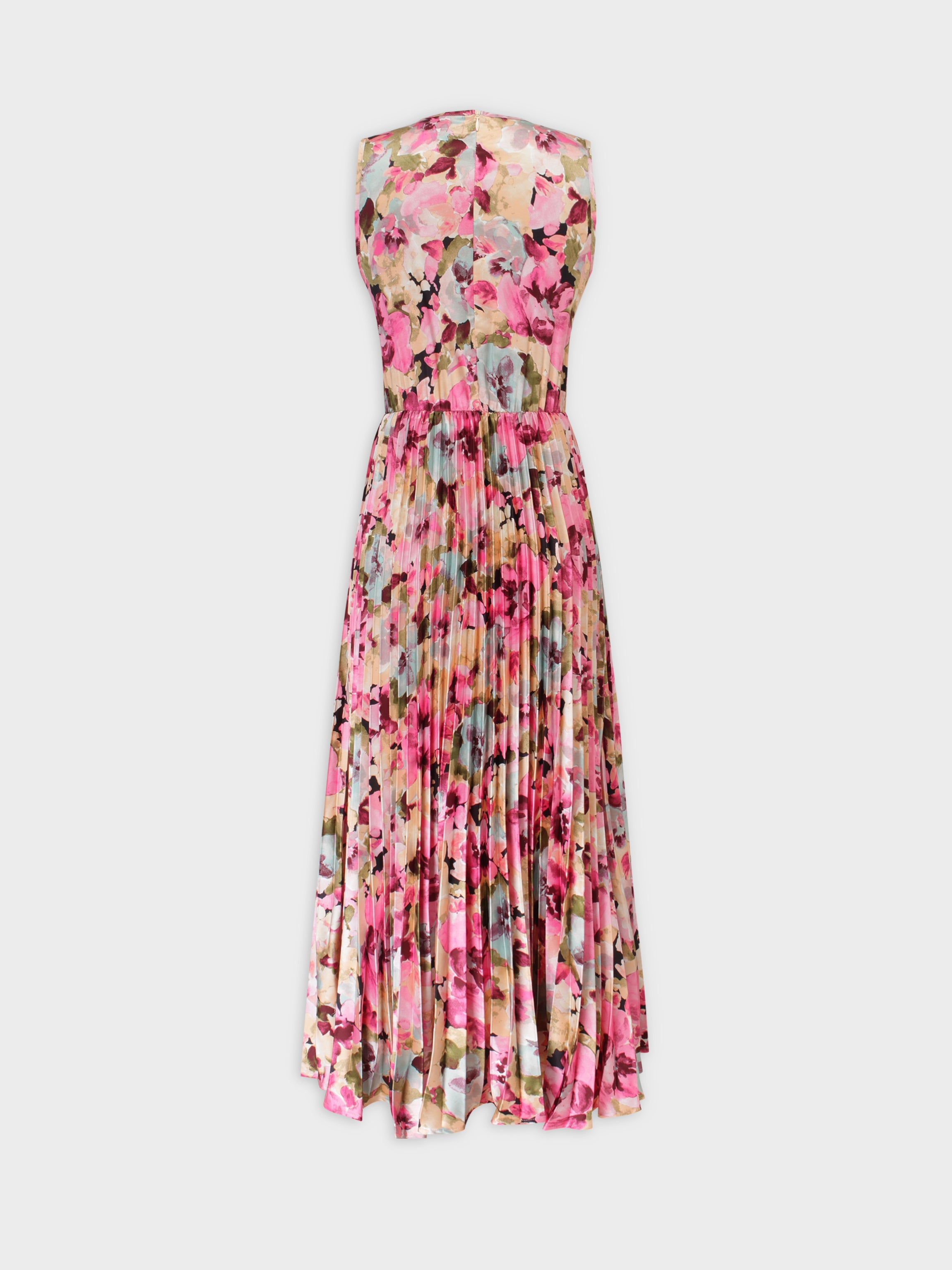 PLEATED SLIP DRESS-FLORAL