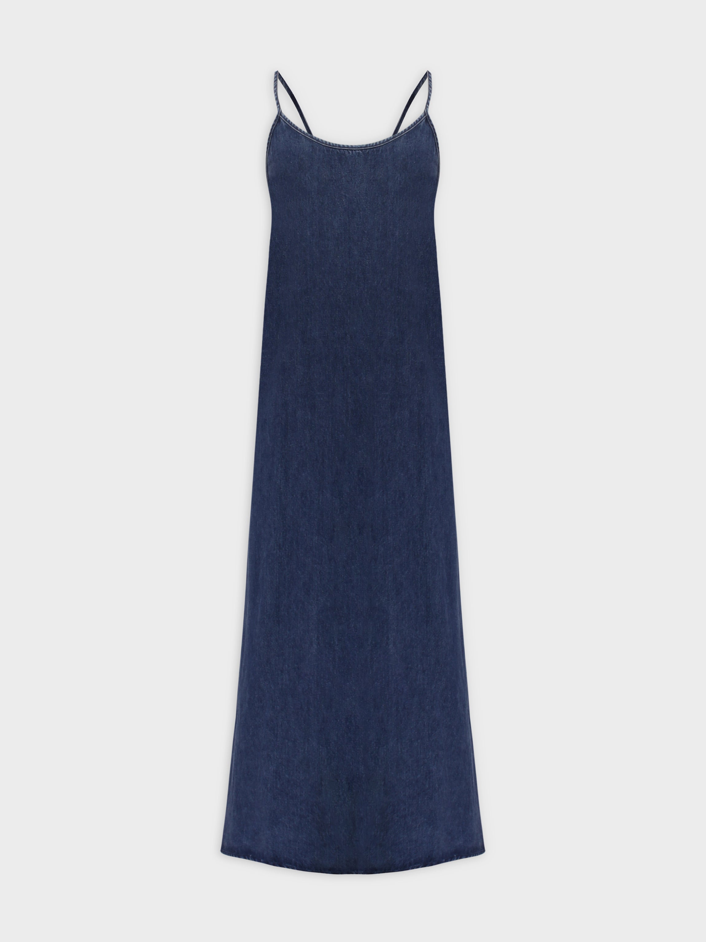 Vestido lencero con cuello redondo-Denim azul oscuro