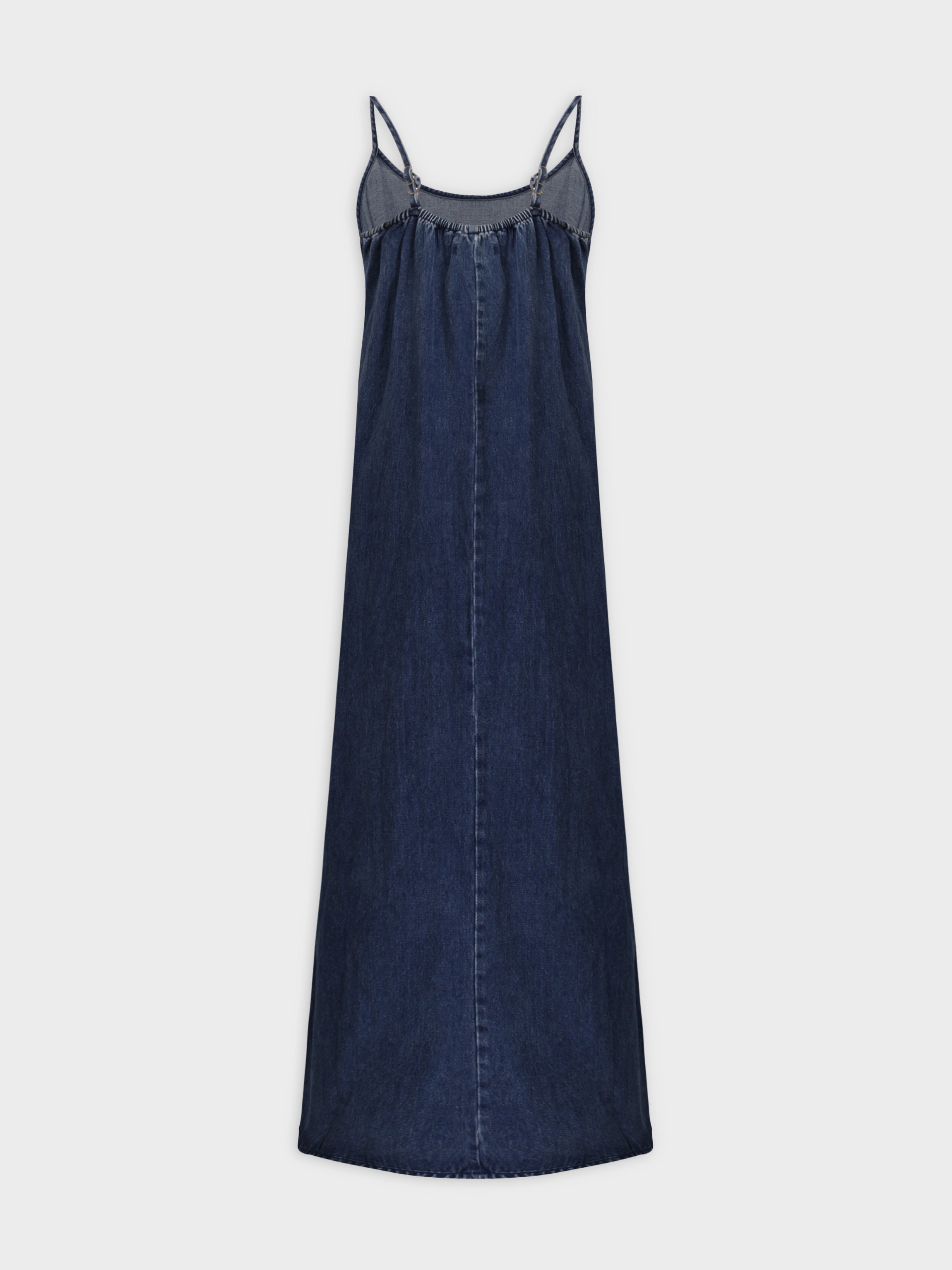 Vestido lencero con cuello redondo-Denim azul oscuro