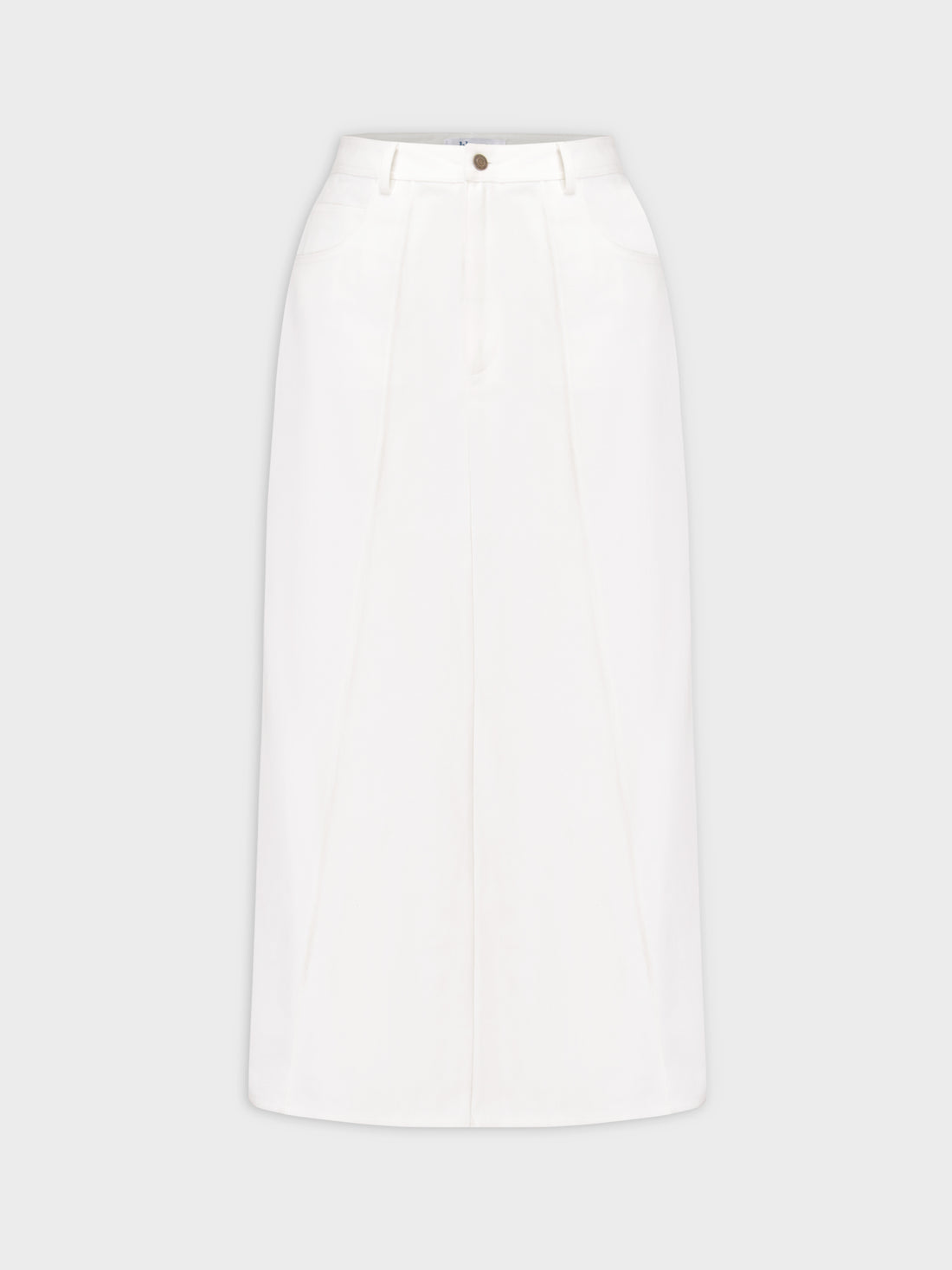 Denim Seamed Skirt-White