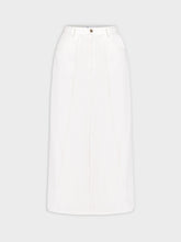 Denim Seamed Skirt-White