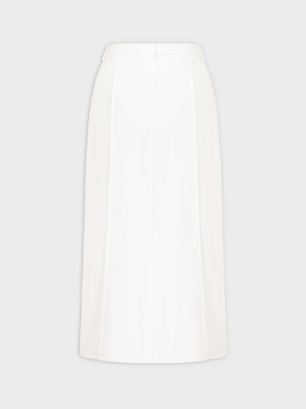 Denim Seamed Skirt-White