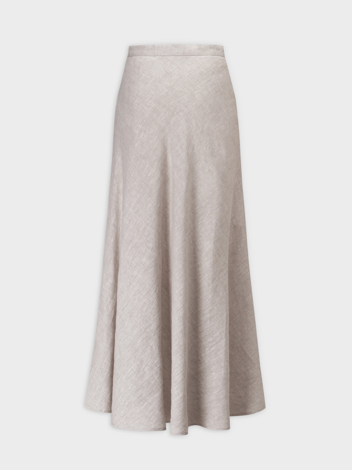 Linen Blend A-Line Skirt-Cream