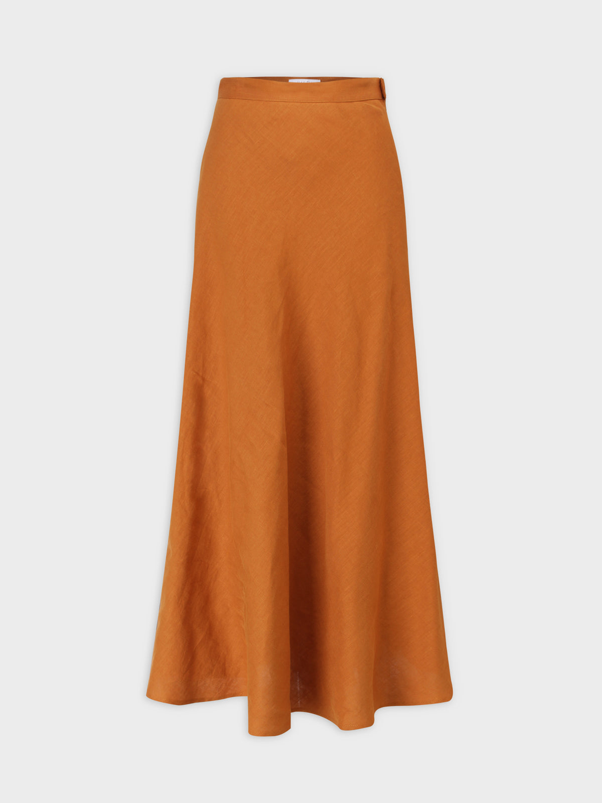 Linen Blend A-Line Skirt-Brown