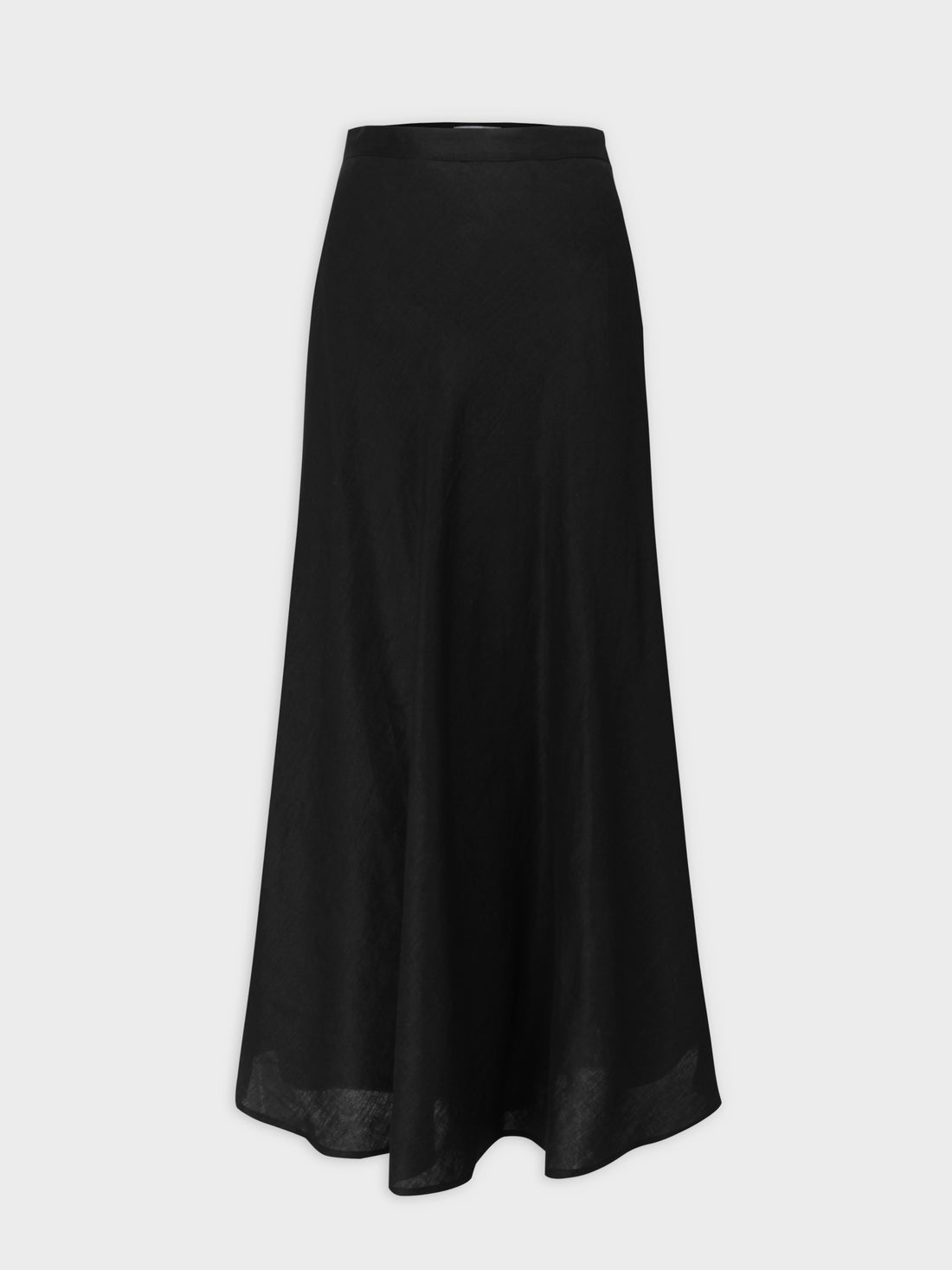 Linen Blend A-Line Skirt-Black