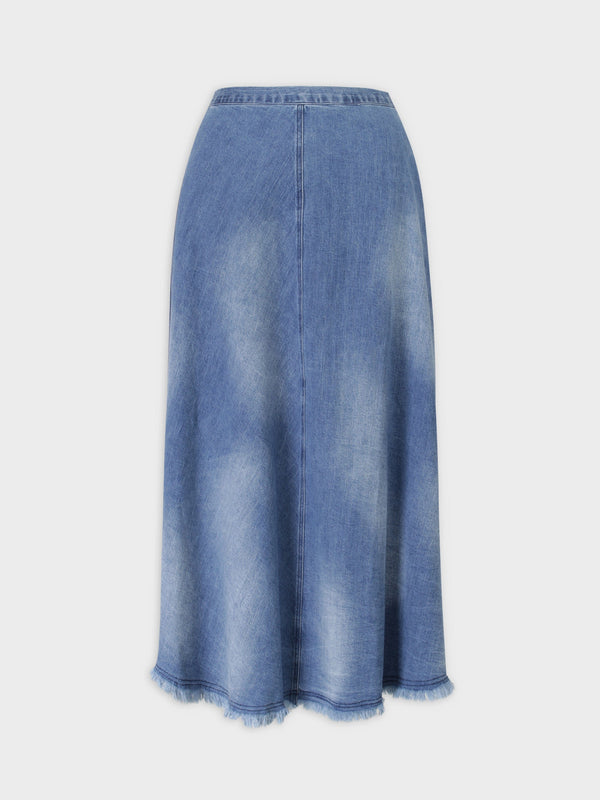 denim fringe skirt