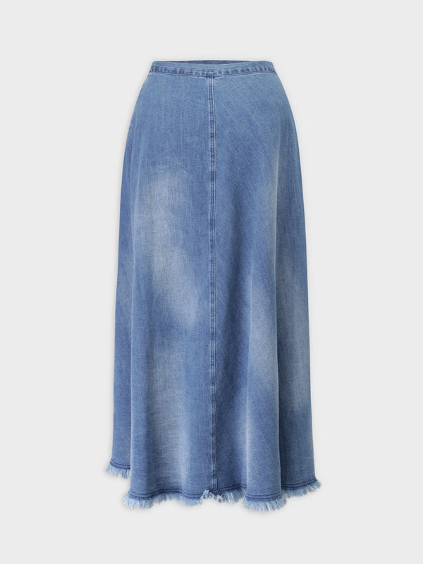 denim fringe skirt