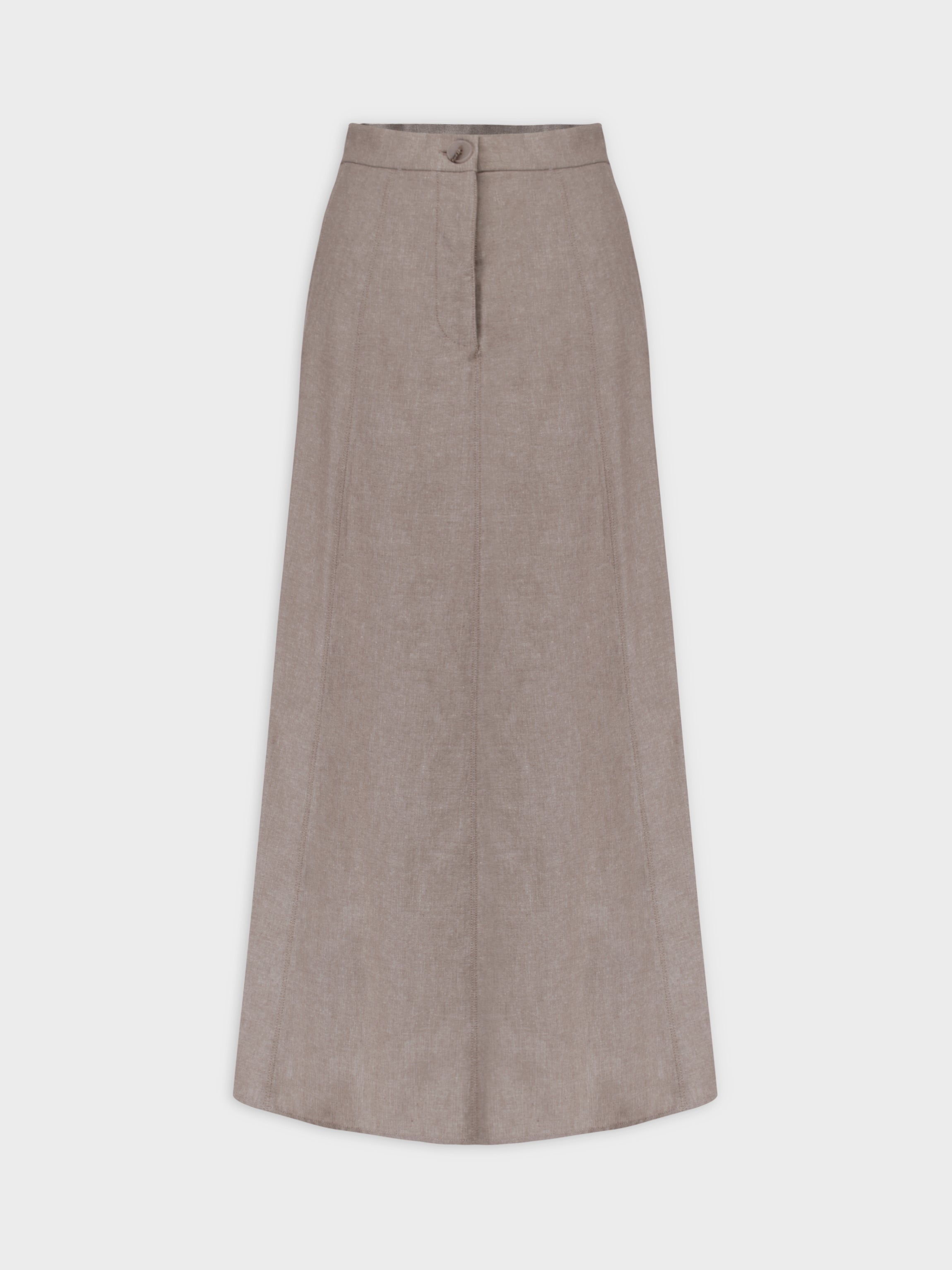 Pattern A-Line Seamed Skirt-Tan Tweed