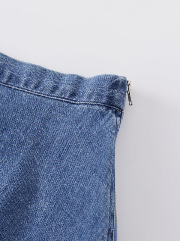 denim fringe skirt