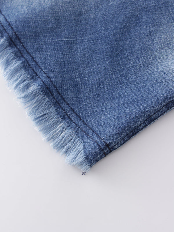 denim fringe skirt