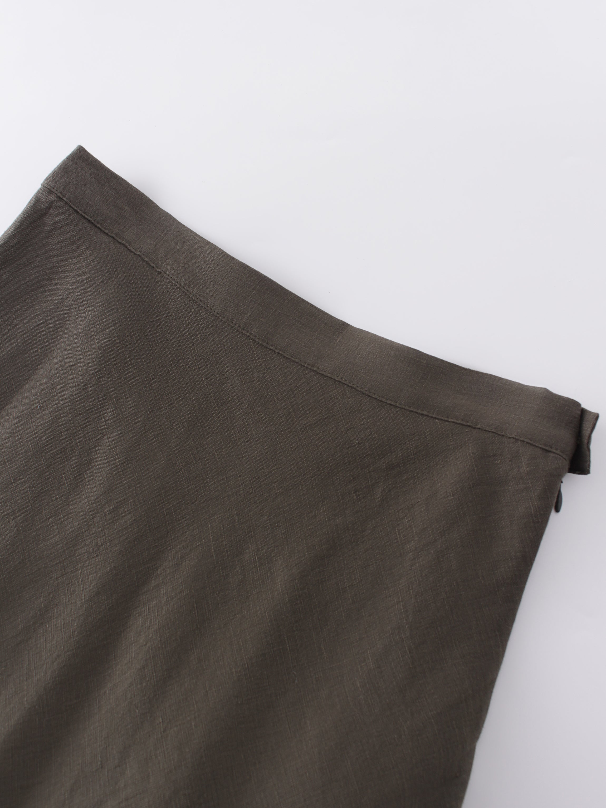 Linen Blend A-Line Skirt-Green