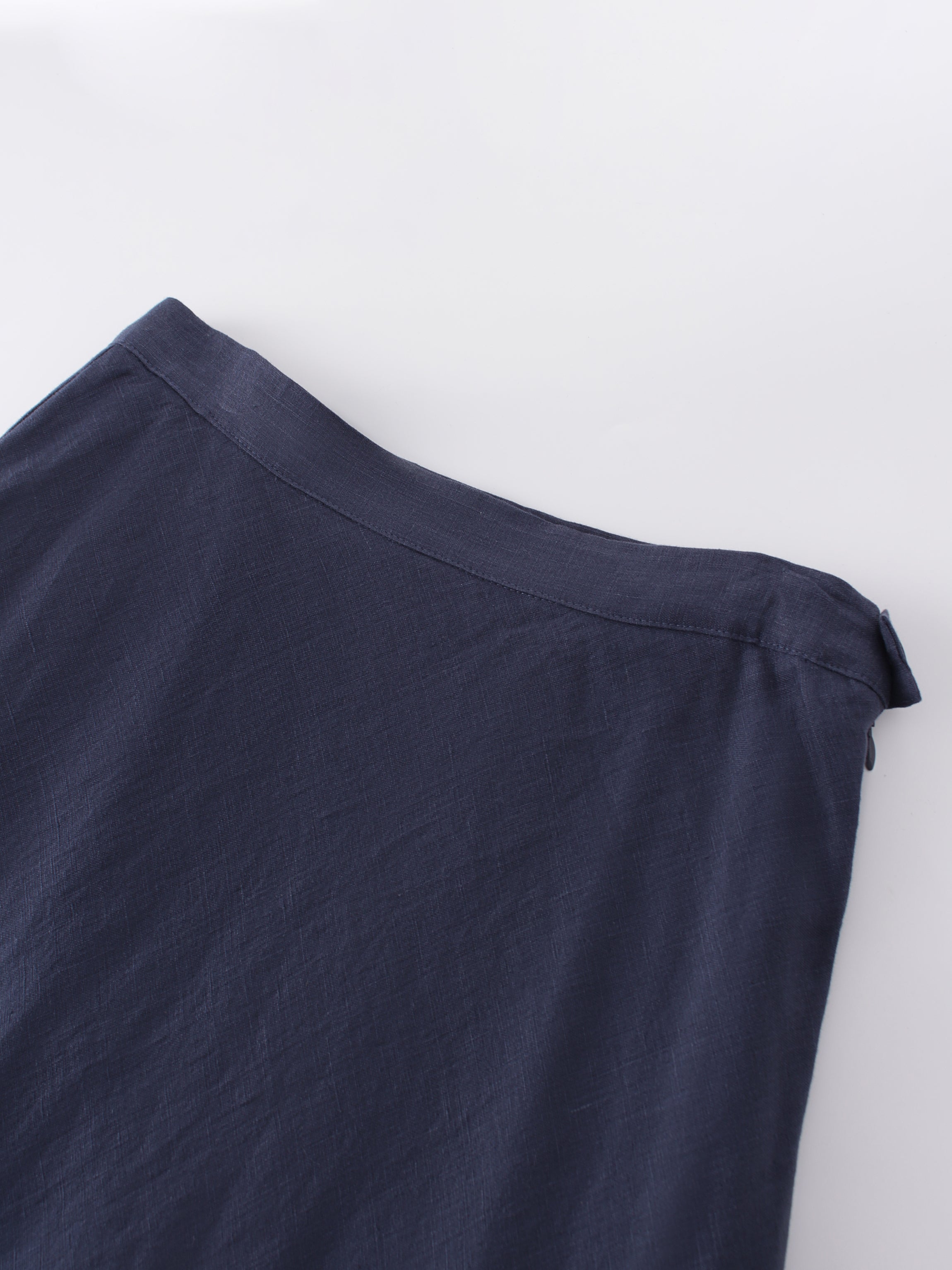 Linen Blend A-Line Skirt-Navy