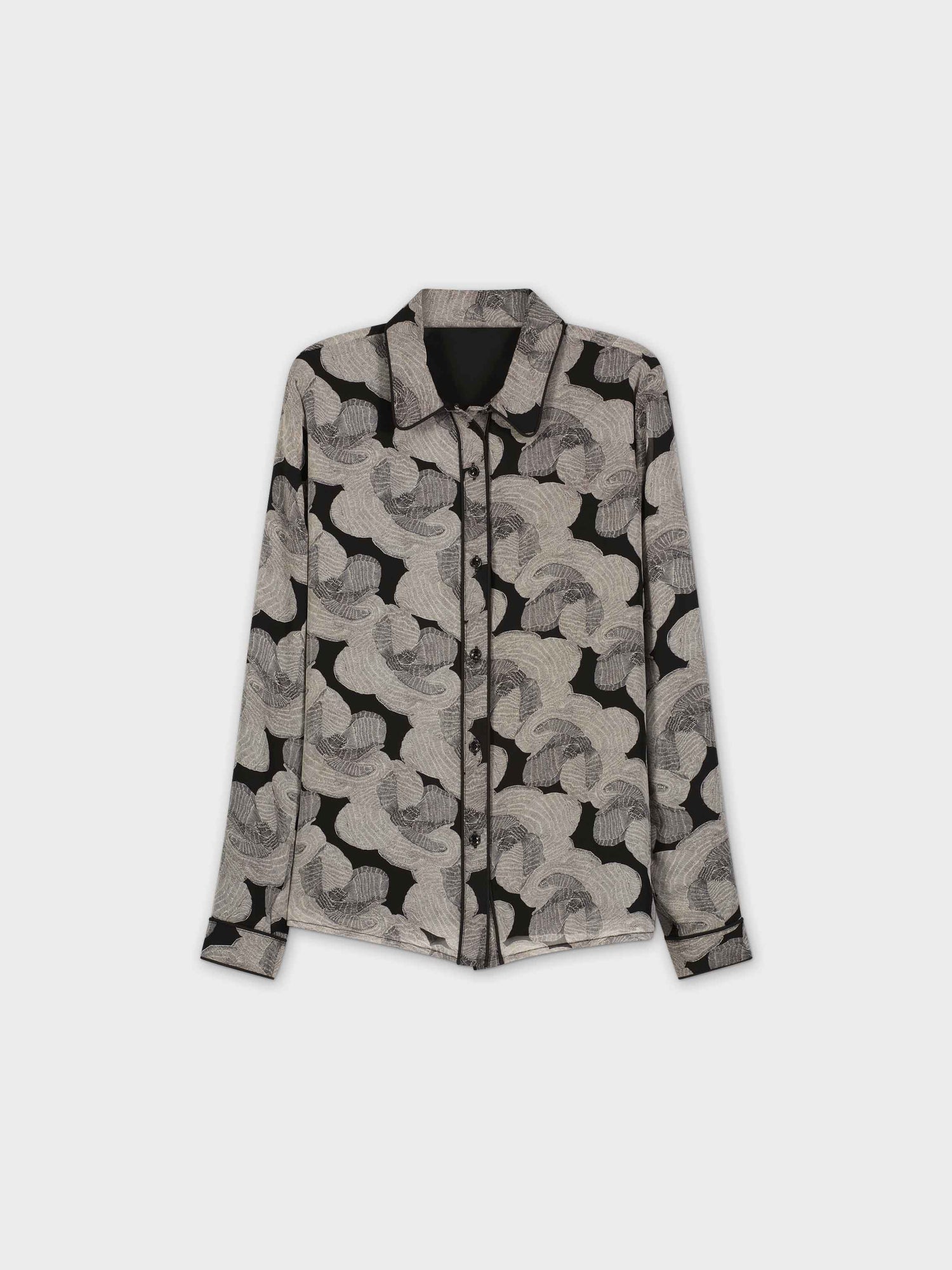 Piped Blouse-Grey Floral