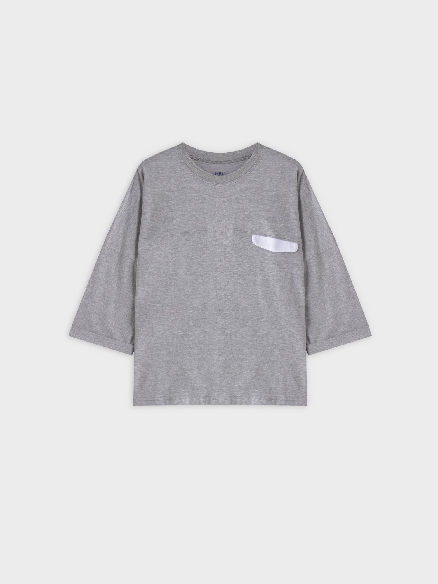 Pocket Tab Tee-Grey/White