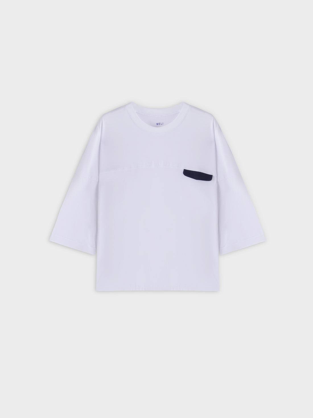 Pocket Tab Tee-White/Navy