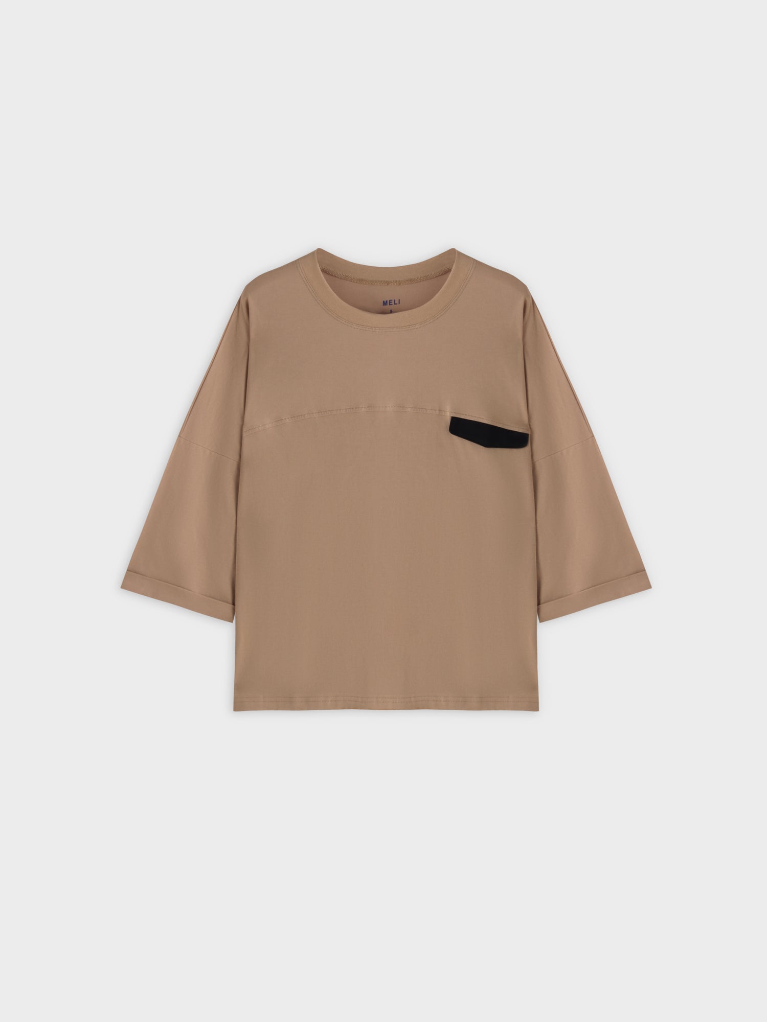 Pocket Tab Tee-Tan/Black