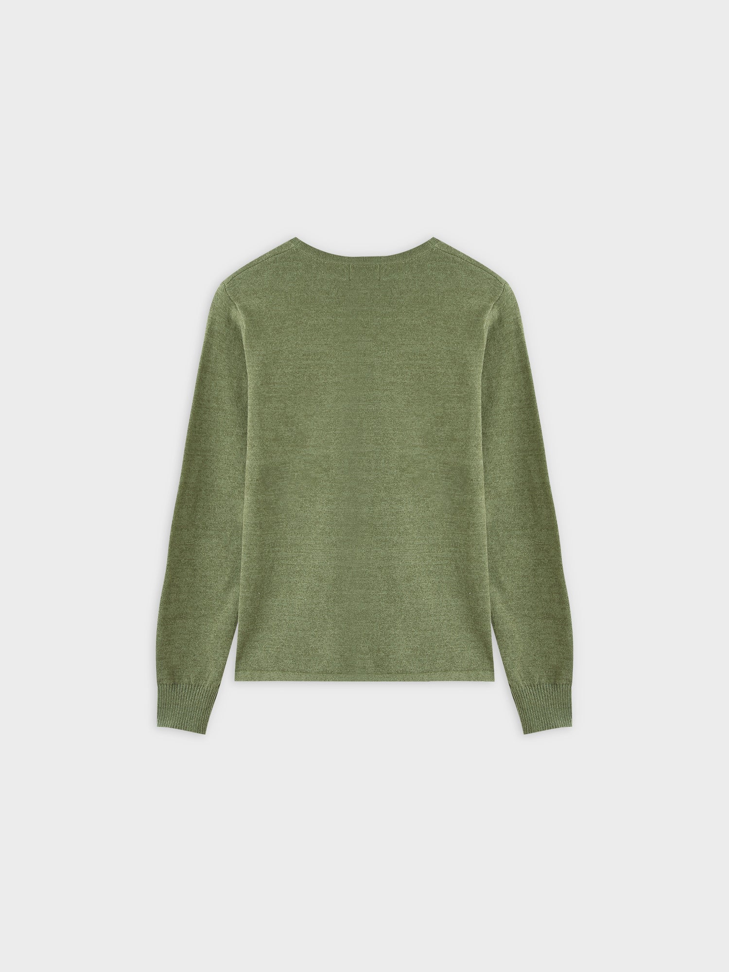 Thin Knit Crew Sweater-Heathered Green