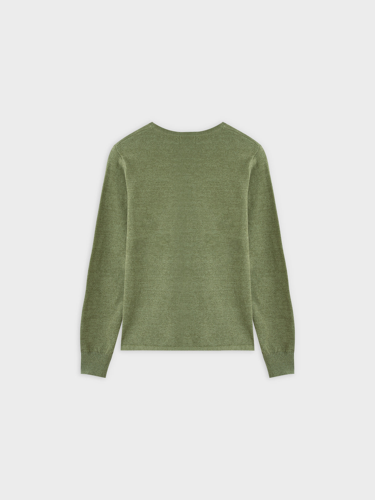 Thin Knit Crew Sweater-Heathered Green