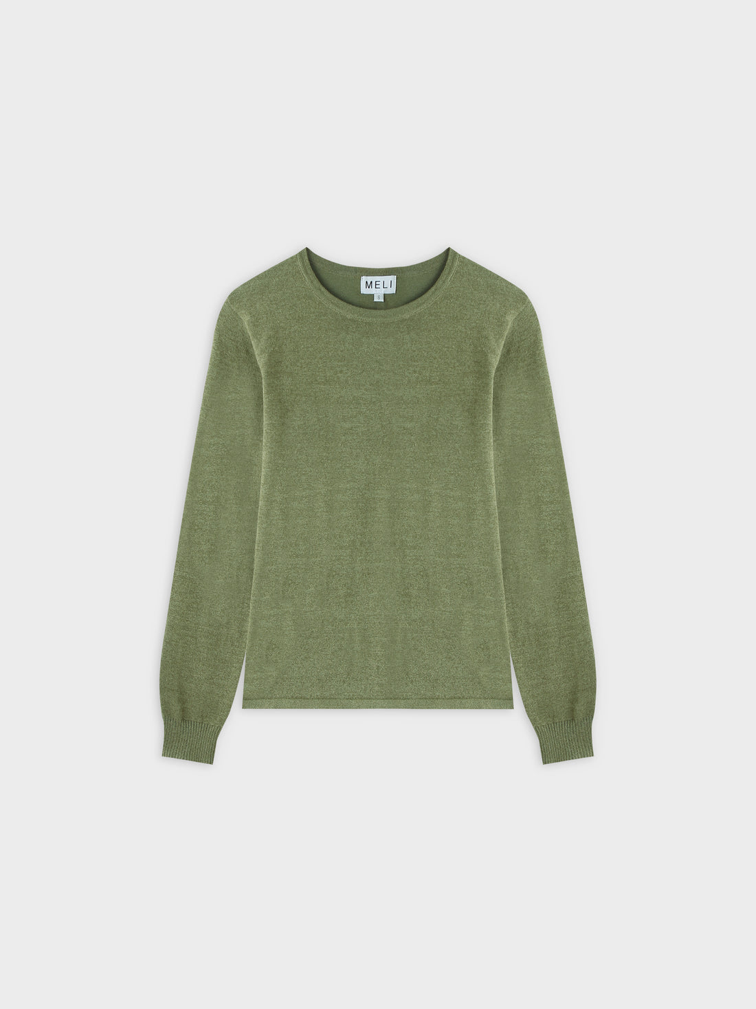 Thin Knit Crew Sweater-Heathered Green