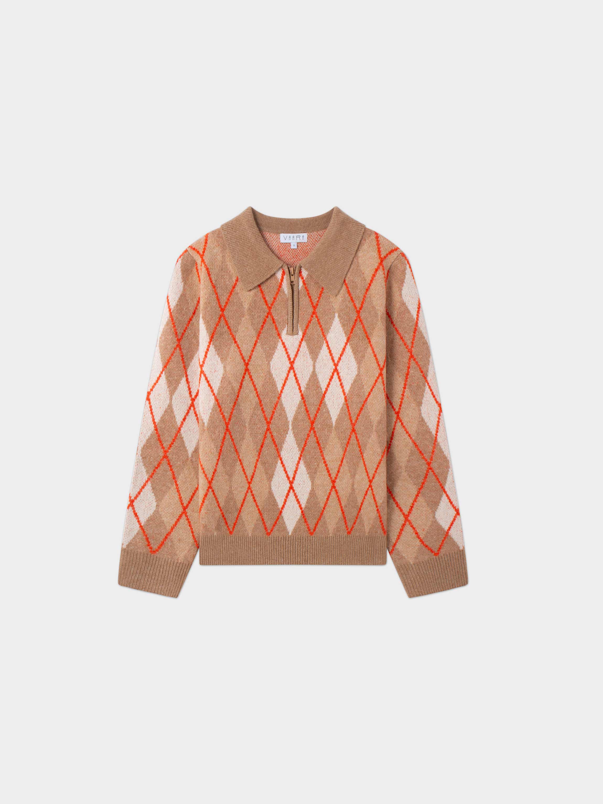 Argyle Collared Sweater-Camel