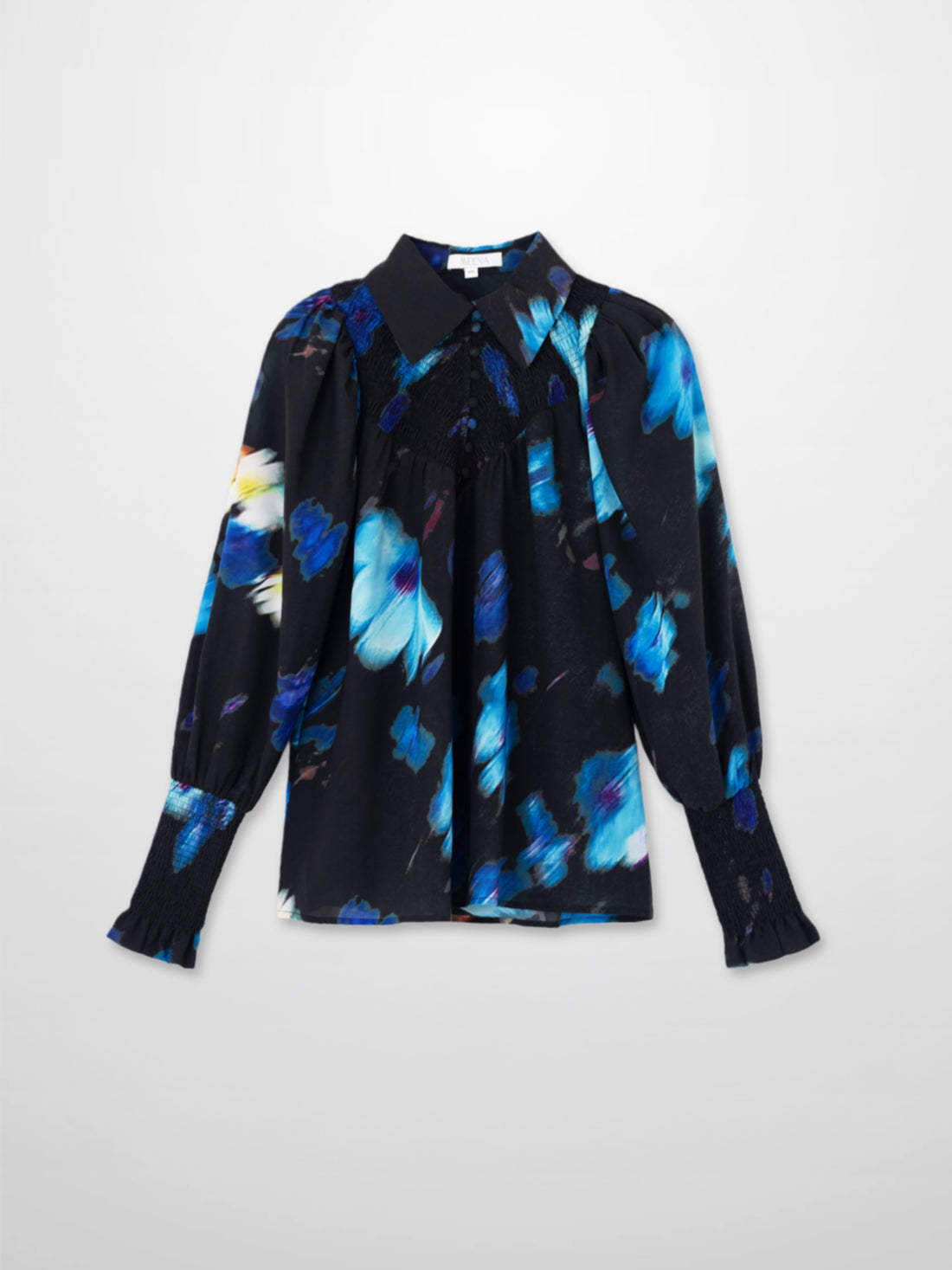 Smocked Blouse-Blue Floral