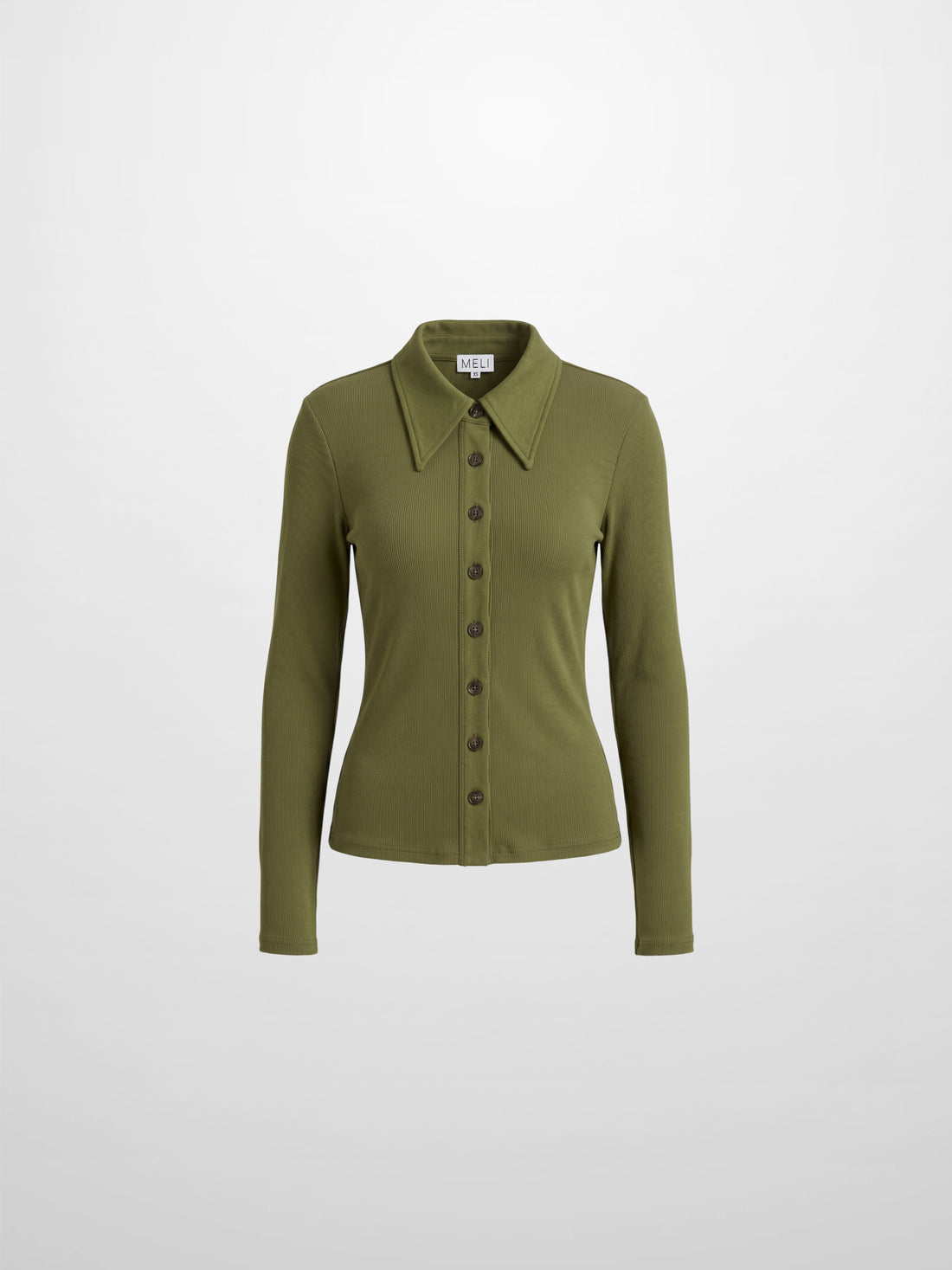 Ribbed Button Down Shirt-Olive