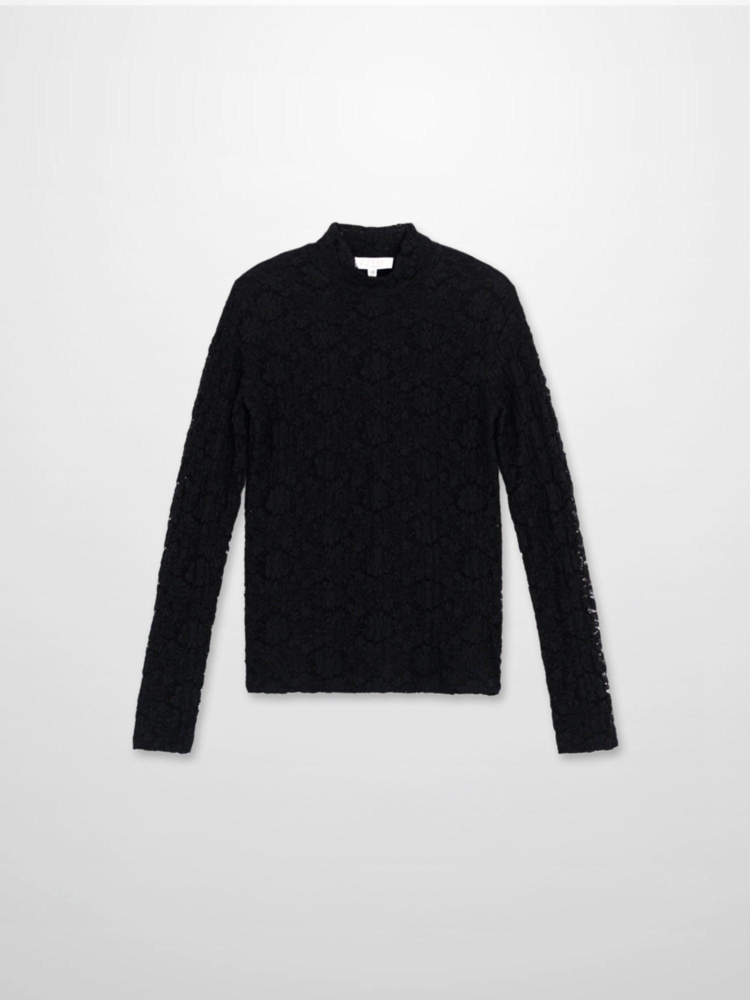Lace Mock Neck Turtleneck-Black