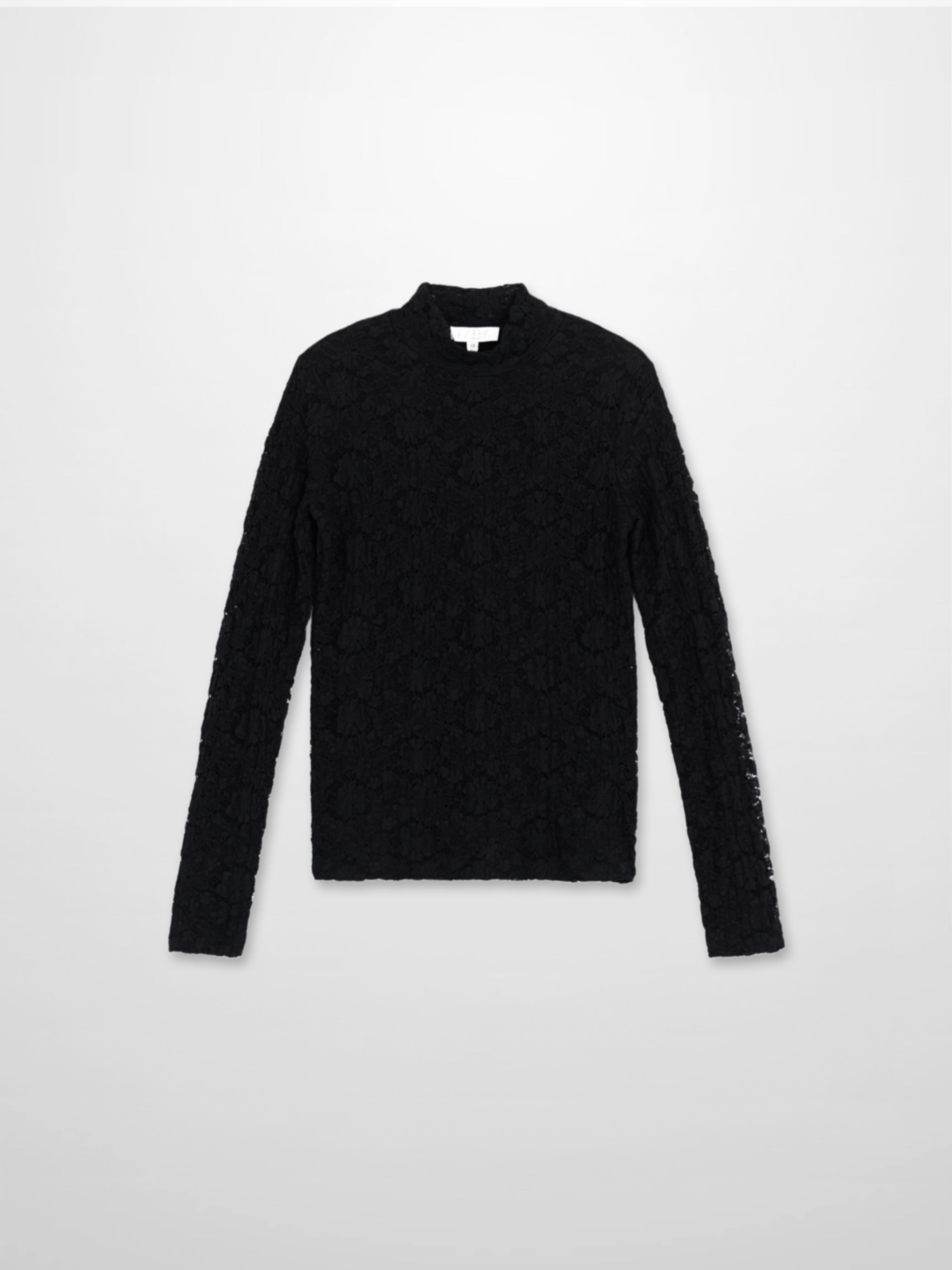 Lace Mock Neck Turtleneck-Black