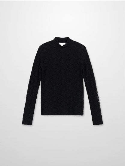 Lace Mock Neck Turtleneck-Black