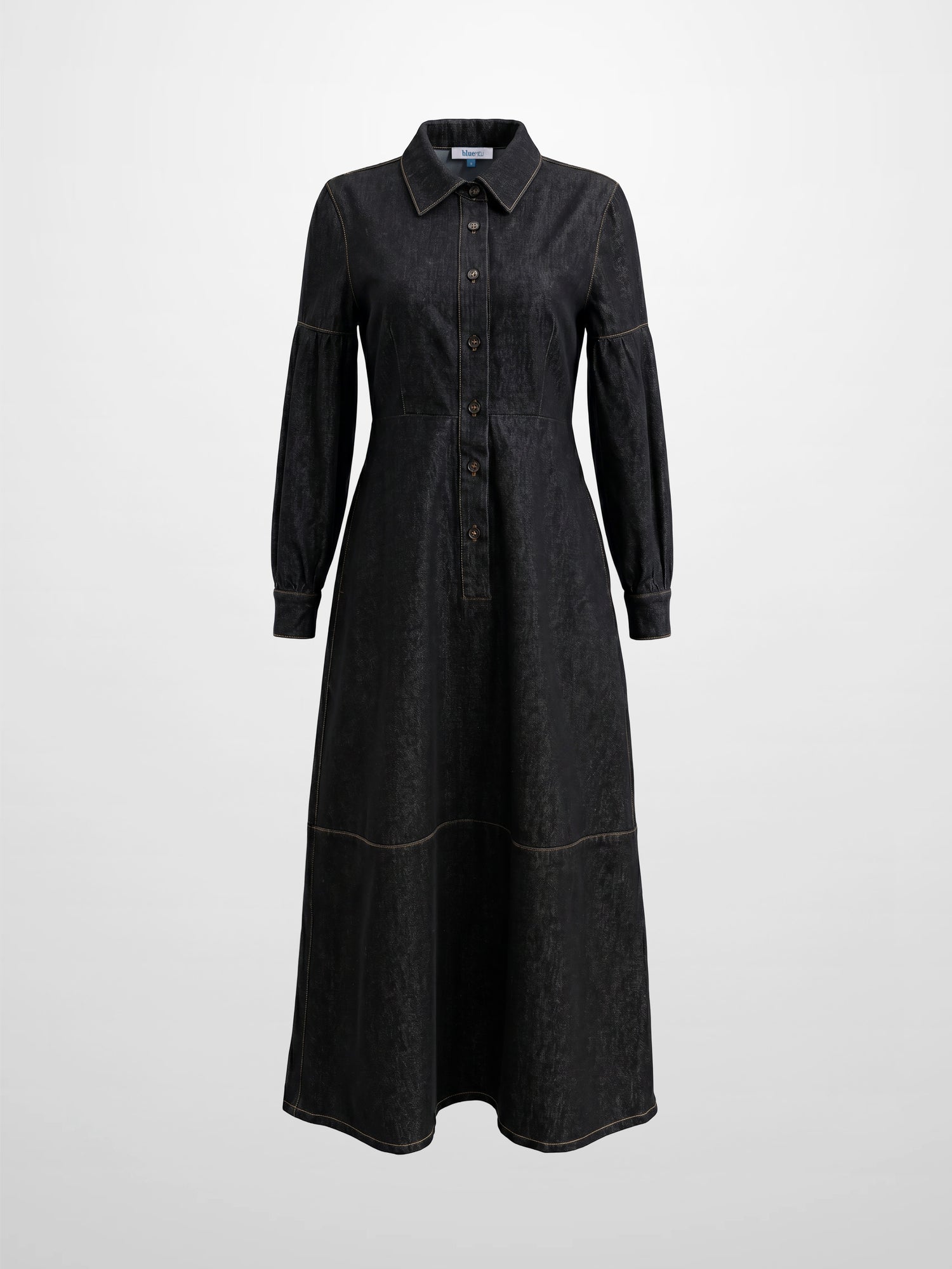High Waisted Denim Dress - Black