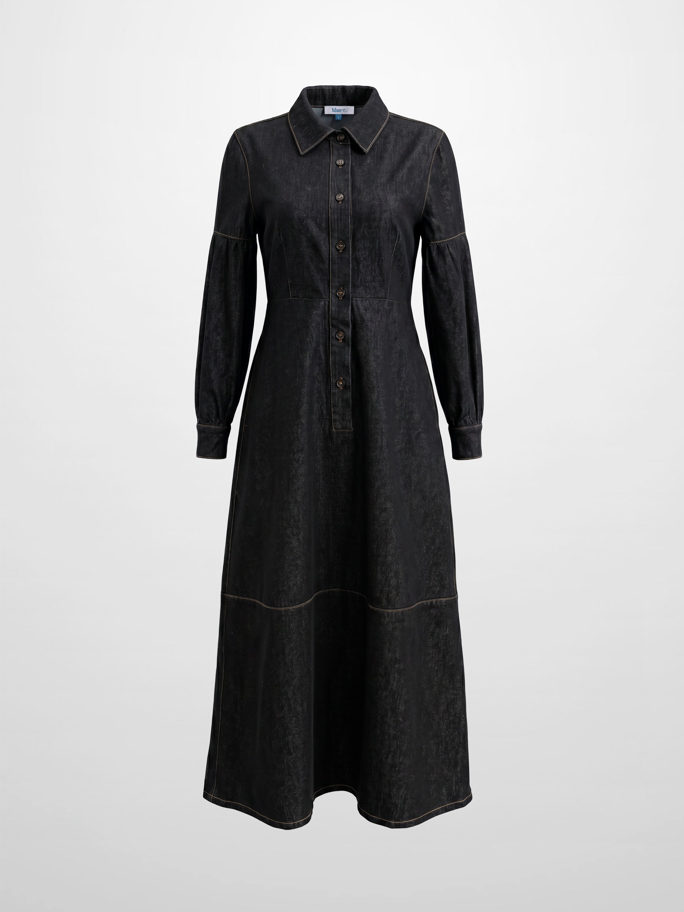 High Waisted Denim Dress - Black