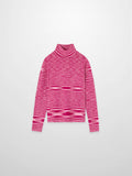 Abstract Stripe Knit Turtleneck-Berry Stripe