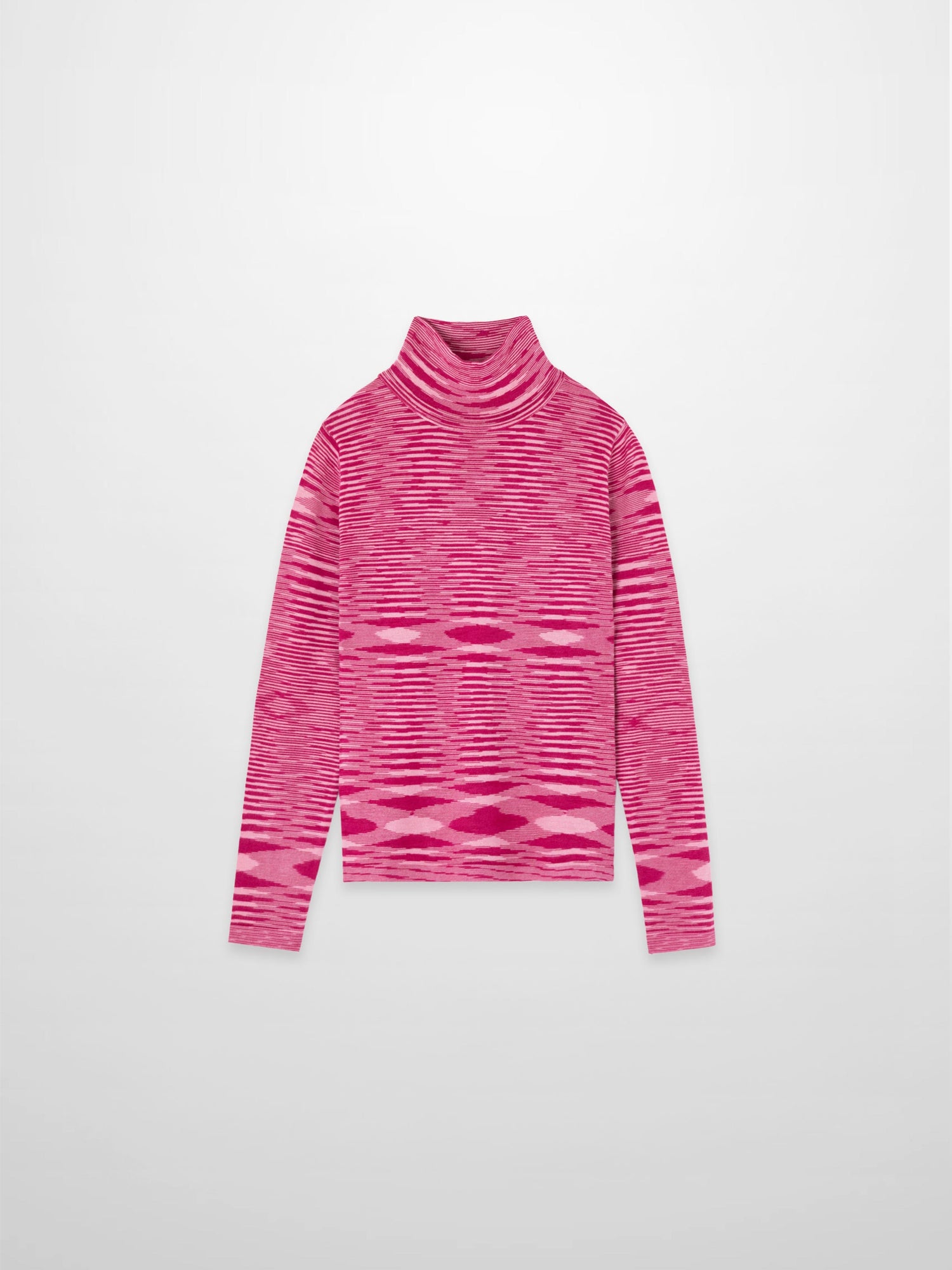 Abstract Stripe Knit Turtleneck-Berry Stripe