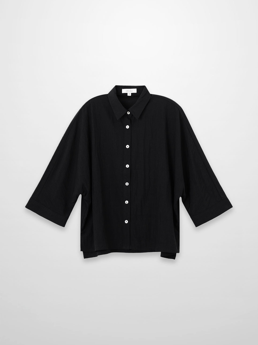 Boxy Dolman Sleeve Crinkle Blouse-Black