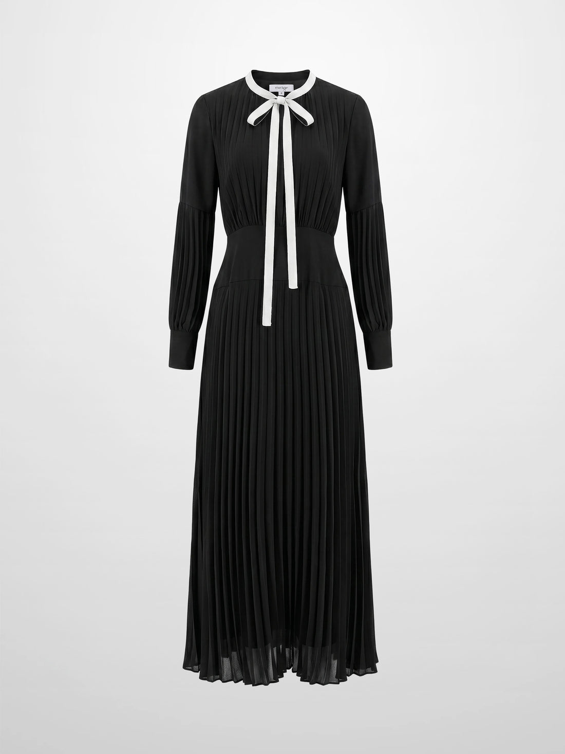 Mini Pleat Yoke Dress - Black