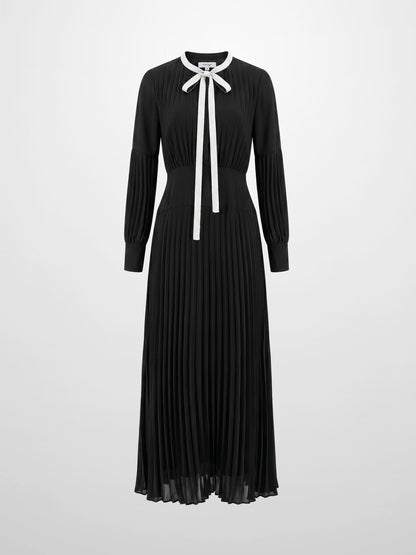 Mini Pleat Yoke Dress - Black