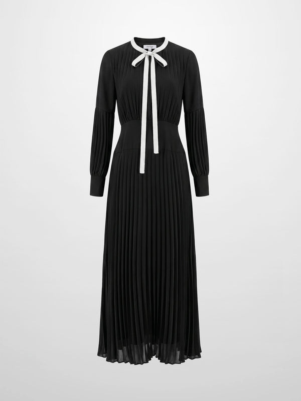 Mini Pleat Yoke Dress - Black