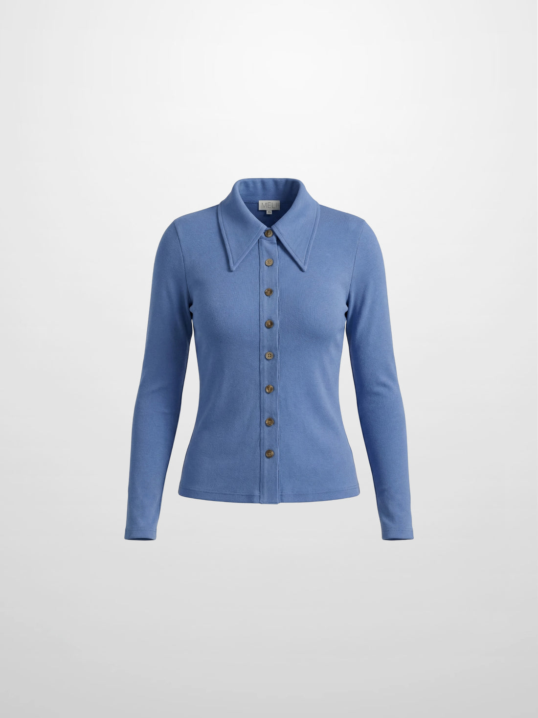 Ribbed Button Down Shirt-Blue