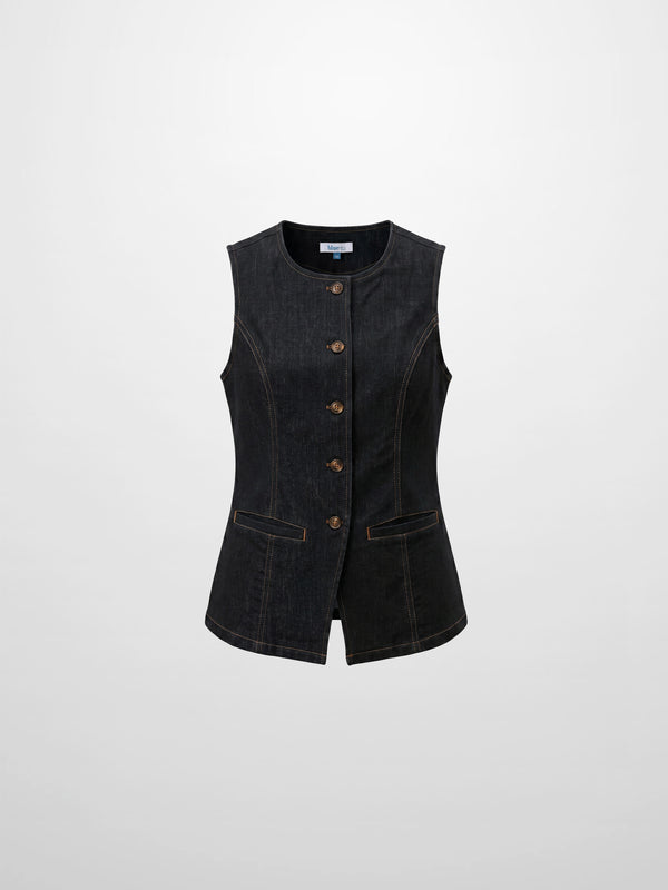 Denim Vest - Black
