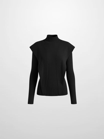 Side Ruffle Sweater - Black