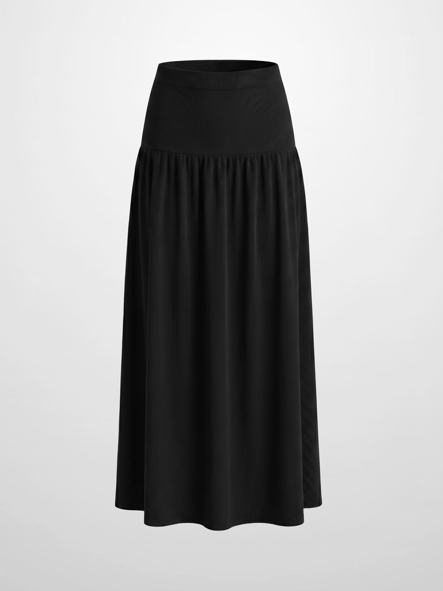 T-Shirt Ribbed Yoke Skirt-Black