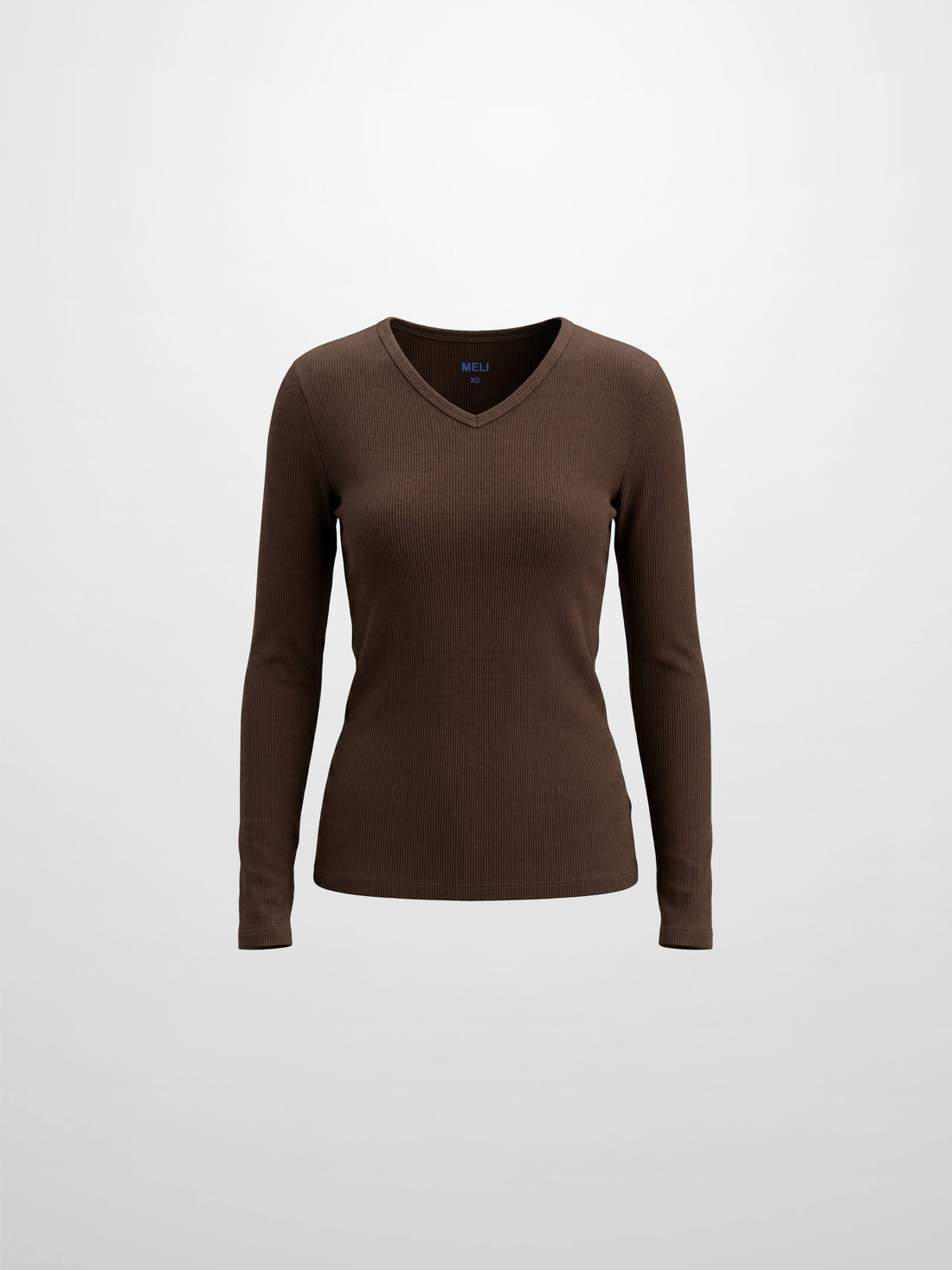 Soft Ribbed High V Tee-Chocolate Brown