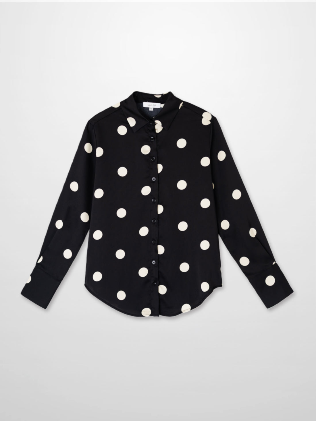 Oversized Satin Blouse-Black/Cream Polka Dot