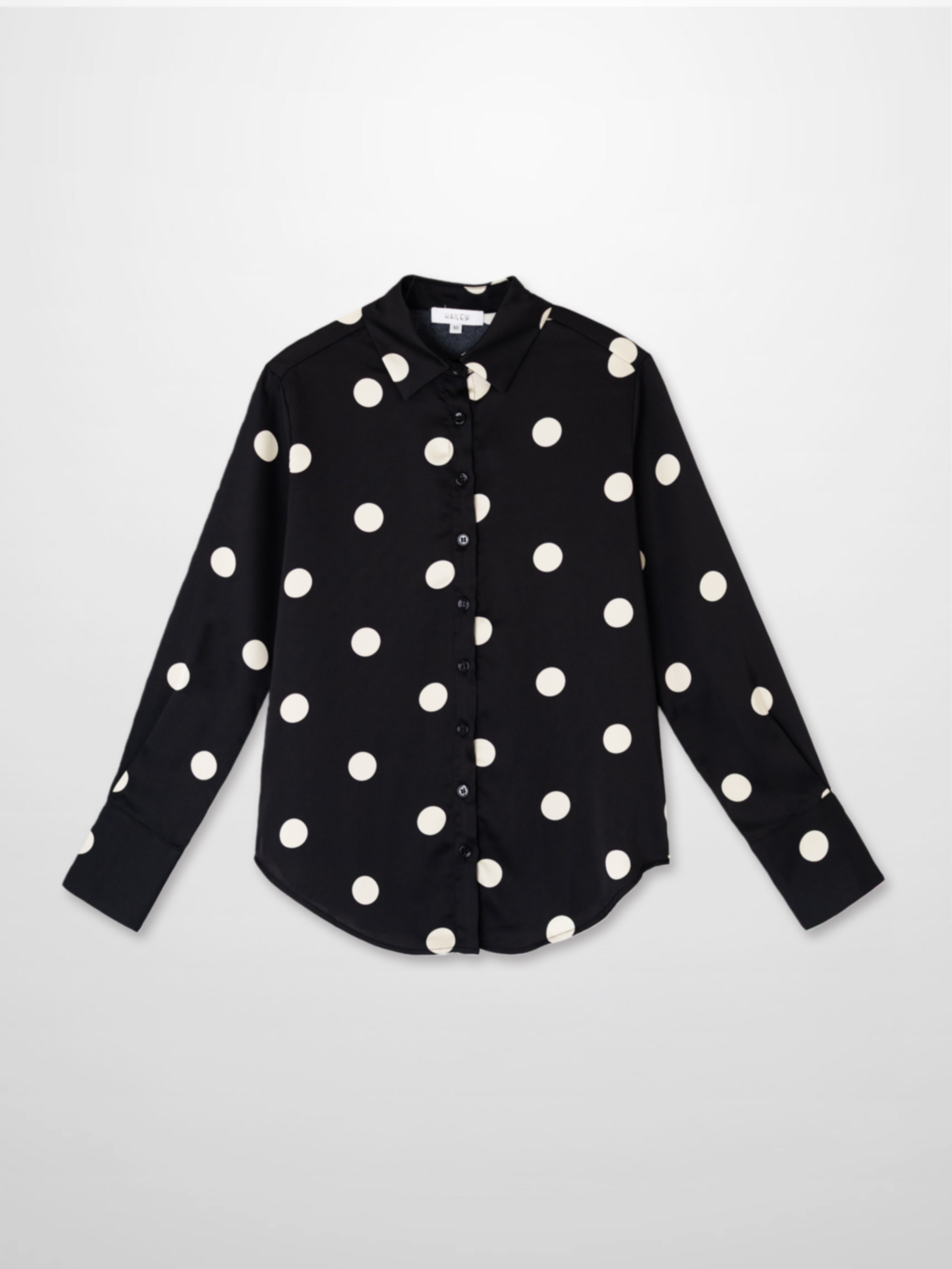 Oversized Satin Blouse-Black/Cream Polka Dot